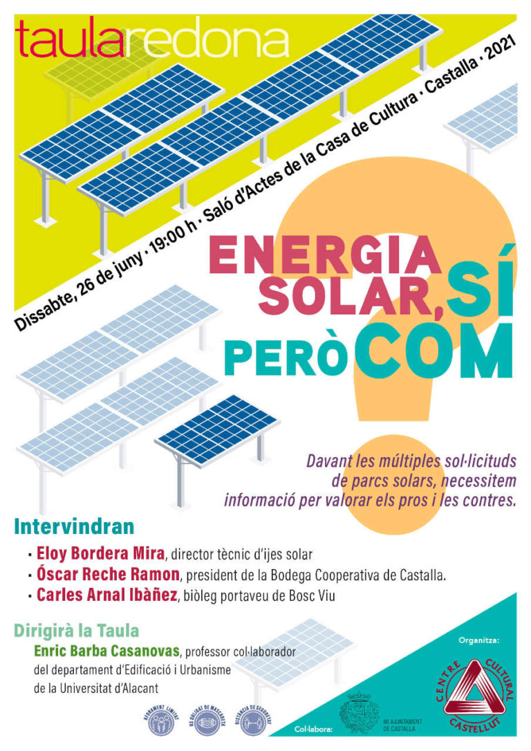 Energia solar sí, però com? Taula Redona el pròxim 26 de juny